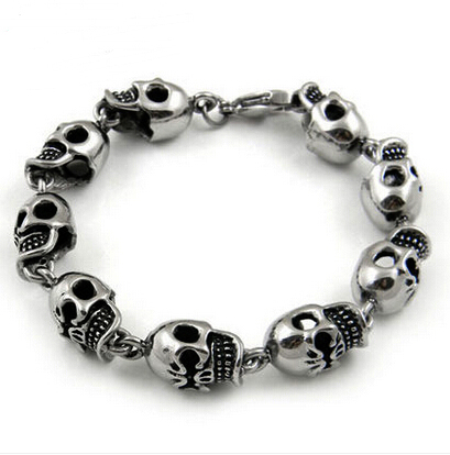 Handmade Fashiion Punk Style Skull Titanium Steel Bracelet